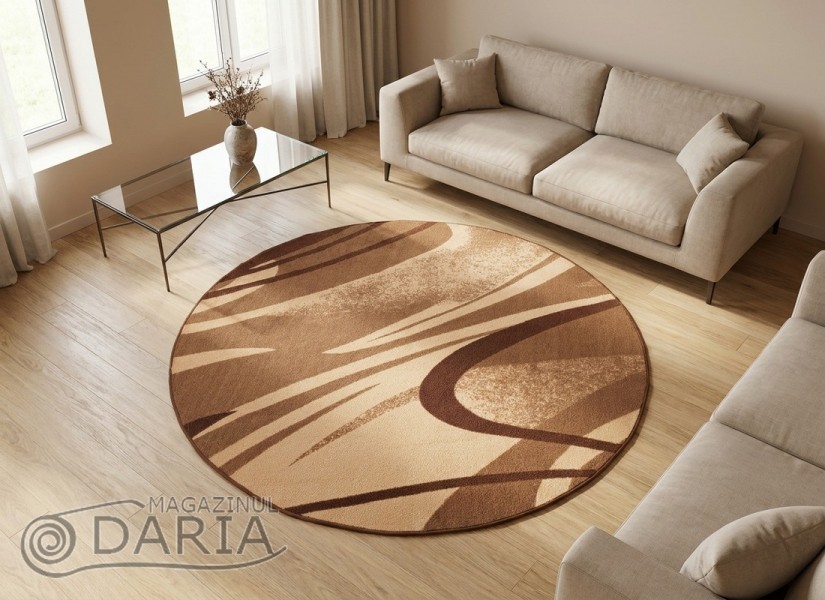 Covor tip mochetă ERIKA 8058 beige rotund