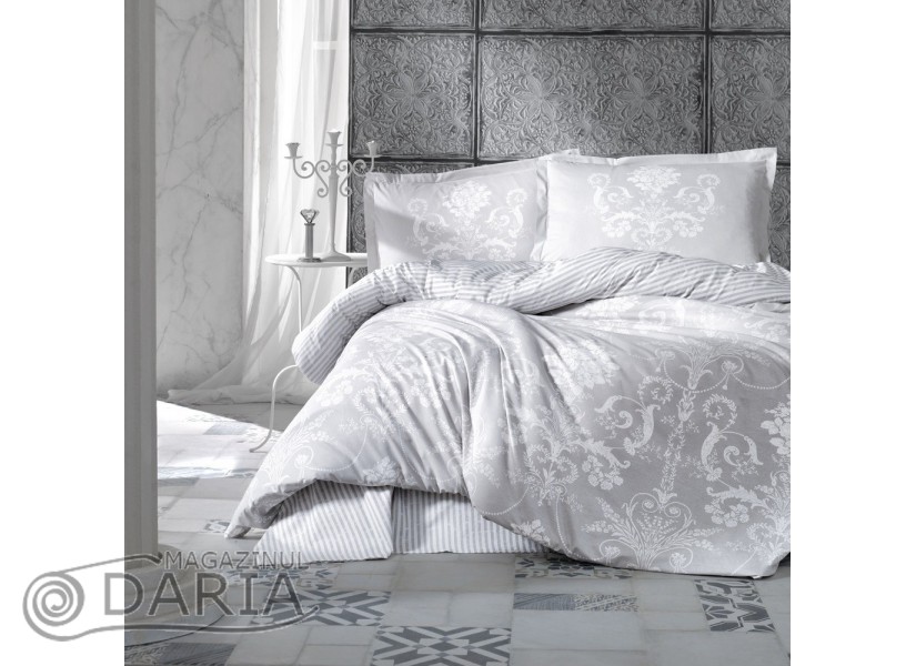 Lenjerie de pat ranforce Alone grey