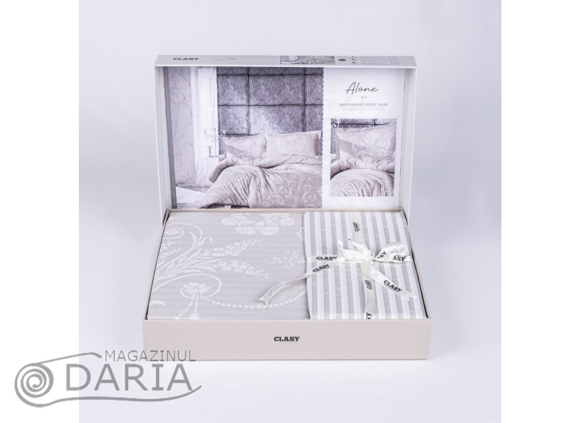 Lenjerie de pat ranforce Alone grey