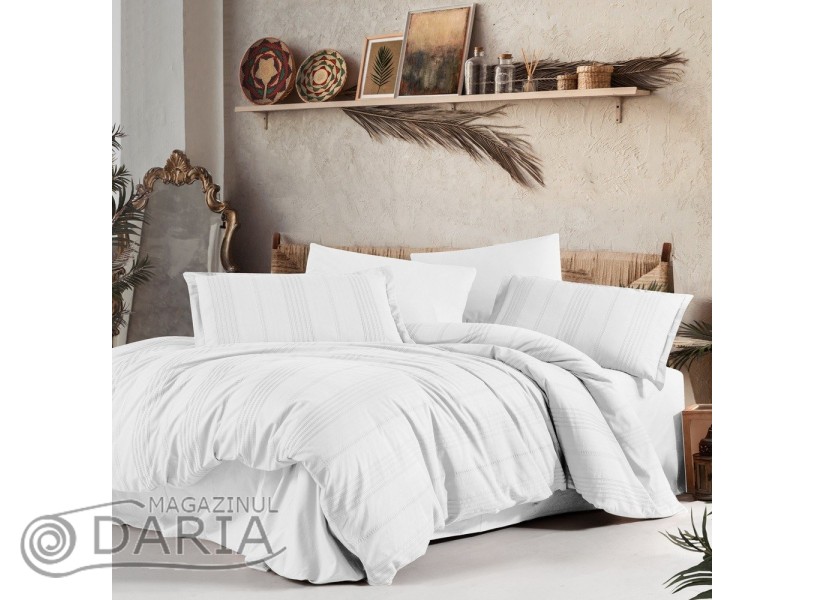 Ediție limitată set de pat Arakis white V7 din 100% bumbac ranforce