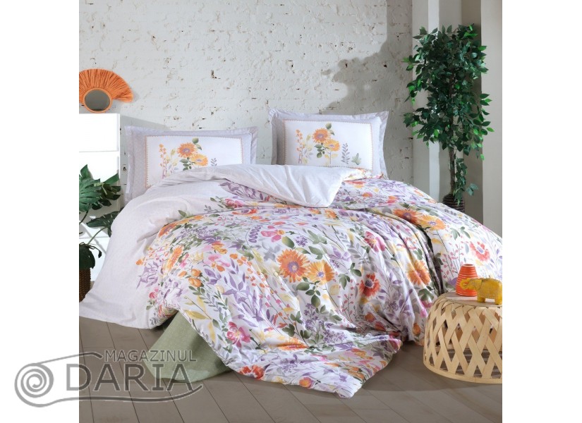 Lenjerie de pat ranforce Galya green