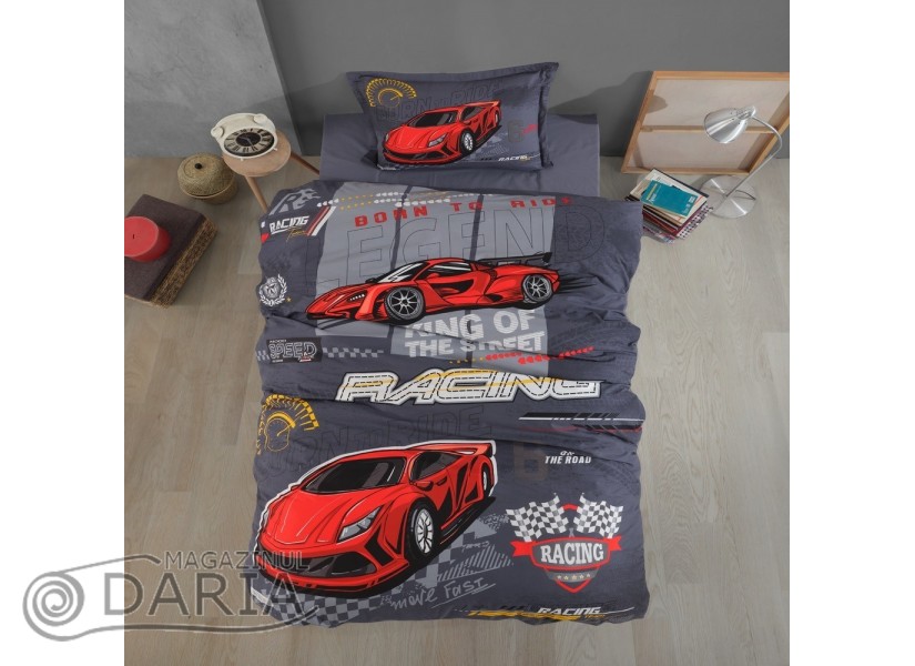 Lenjerie de pat ranforce Racing team blue