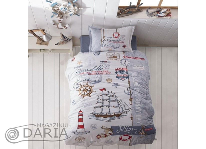 Lenjerie de pat ranforce Sailife blue