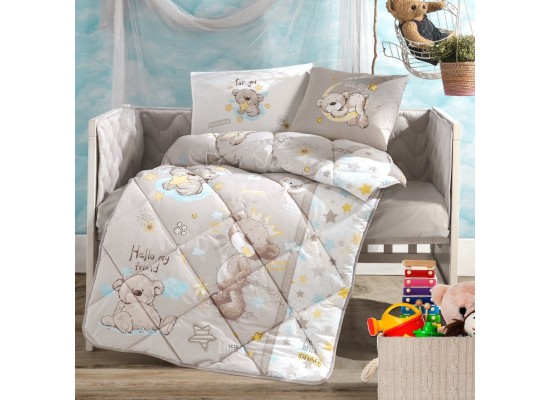 Set complet de lenjerie de pat pentru bebelusi Little Bear 