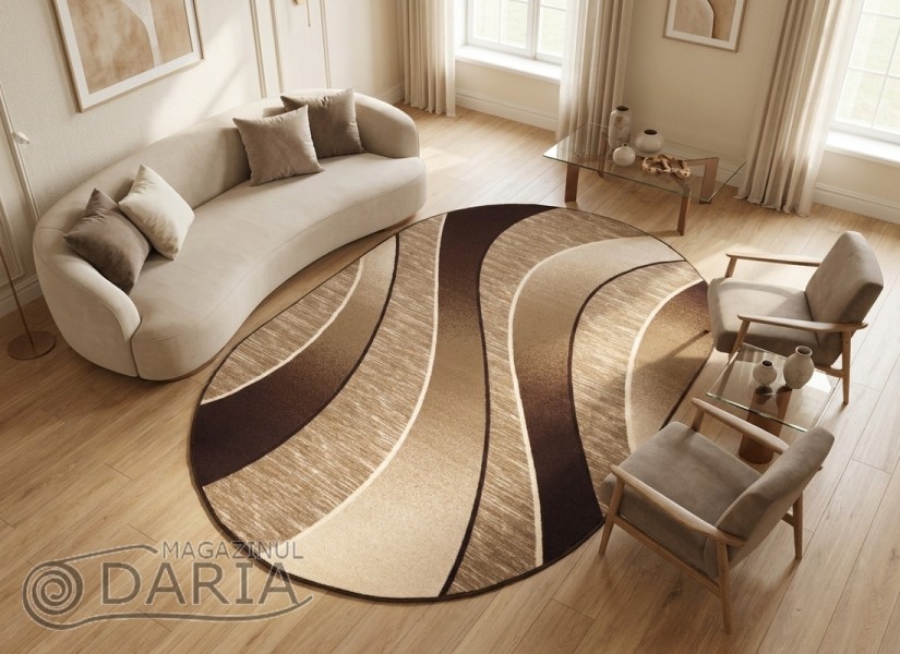 Covor tip mochetă ERIKA 8012 brown oval