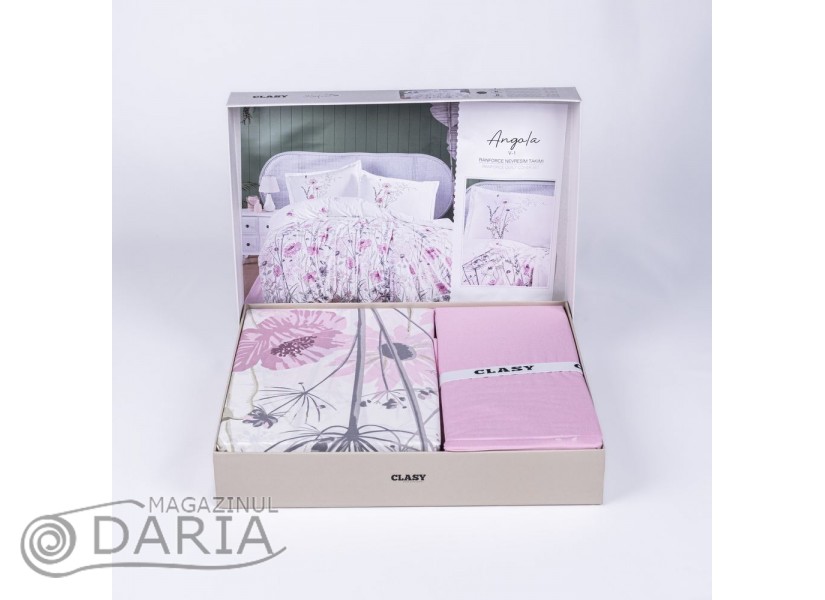 Lenjerie de pat ranforce Angola pink