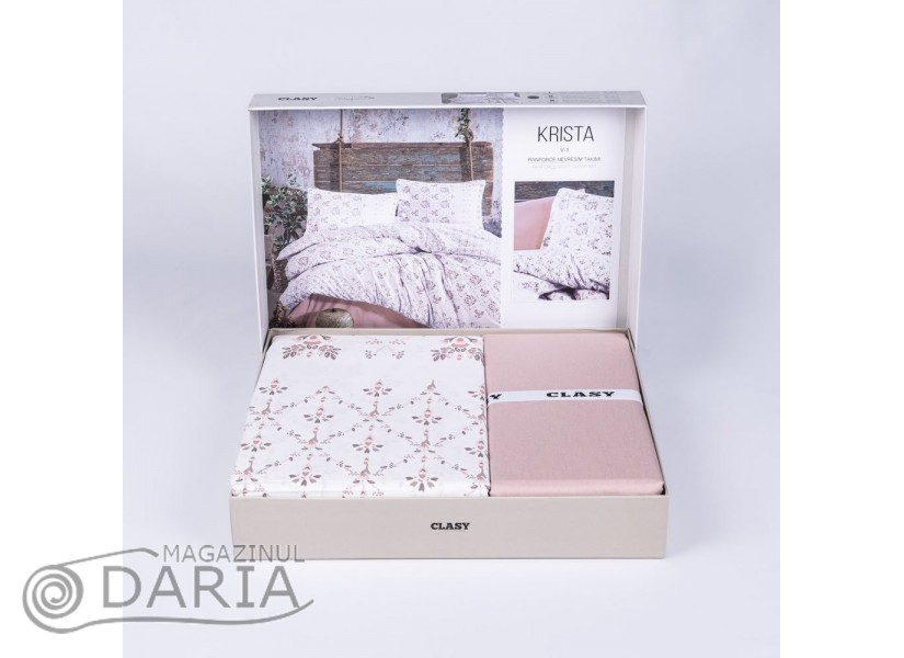 Lenjerie de pat ranforce Krista powder