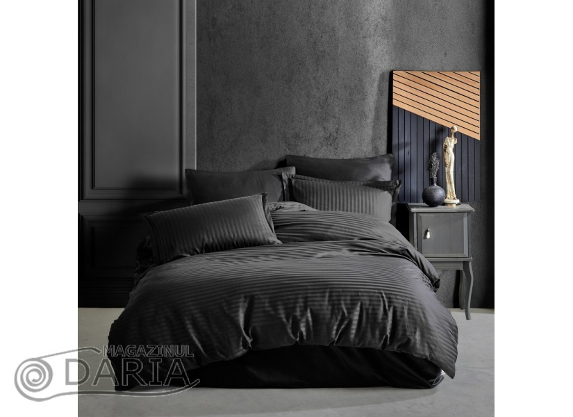 Lenjerie de pat Satin Stripe black/siyah