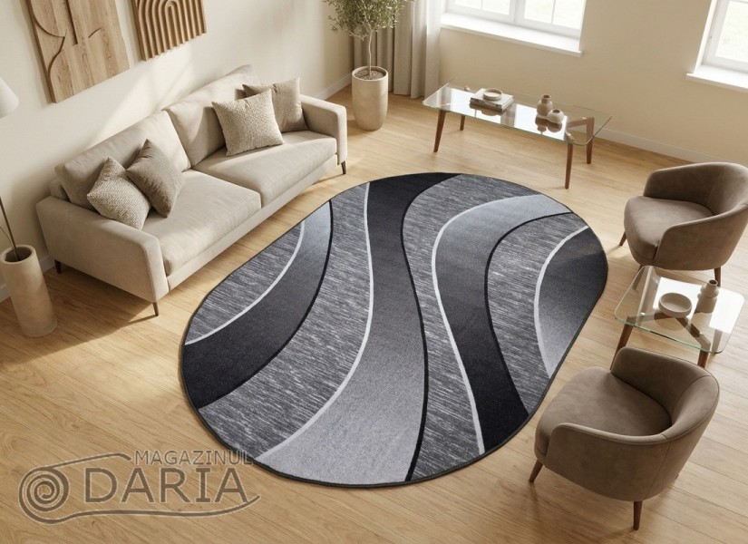 Covor tip mochetă ERIKA 8012 grey oval
