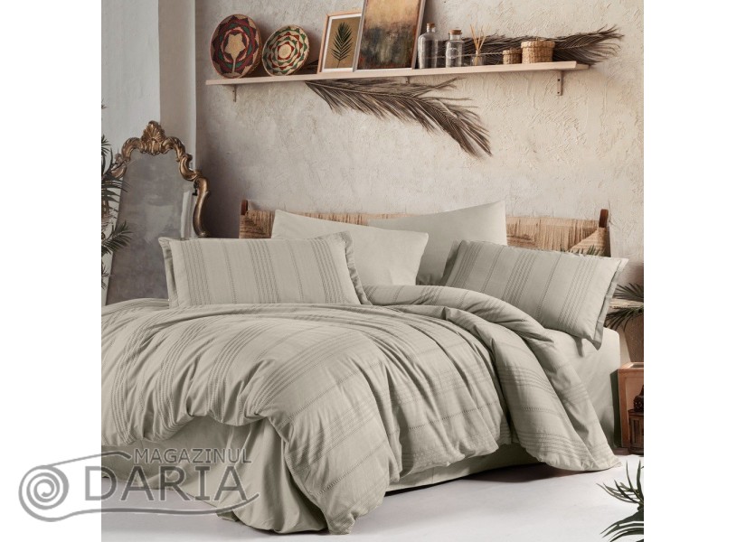 Ediție limitată set de pat Arakis beige V3 din 100% bumbac ranforce