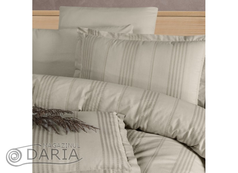Ediție limitată set de pat Arakis beige V3 din 100% bumbac ranforce