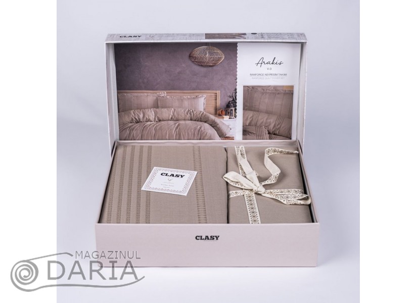 Ediție limitată set de pat Arakis beige V3 din 100% bumbac ranforce