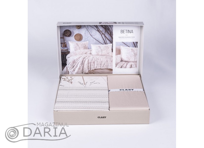 Lenjerie de pat ranforce Betina beige