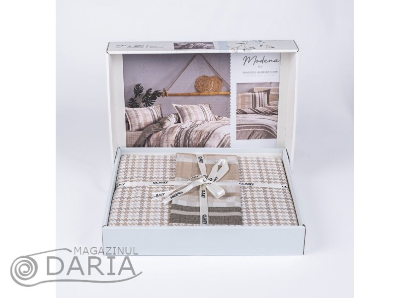 Lenjerie de pat ranforce Modena beige