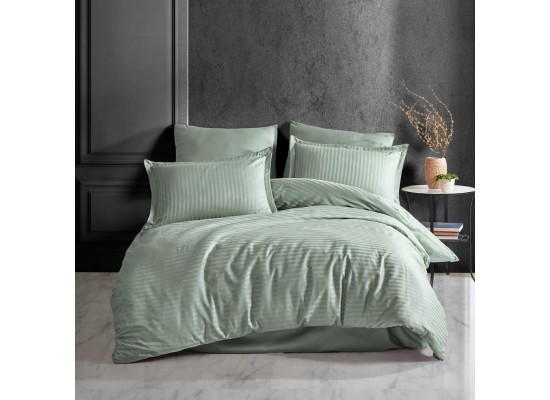 Lenjerie de pat Satin Stripe tea green/ada cayi