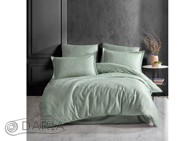 Lenjerie de pat Satin Stripe tea green/ada cayi