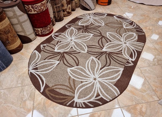 Covor tip mochetă ERIKA 8013 brown oval