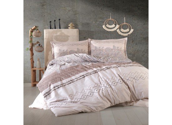 Lenjerie de pat ranforce Mahfer beige