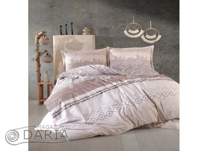 Lenjerie de pat ranforce Mahfer beige