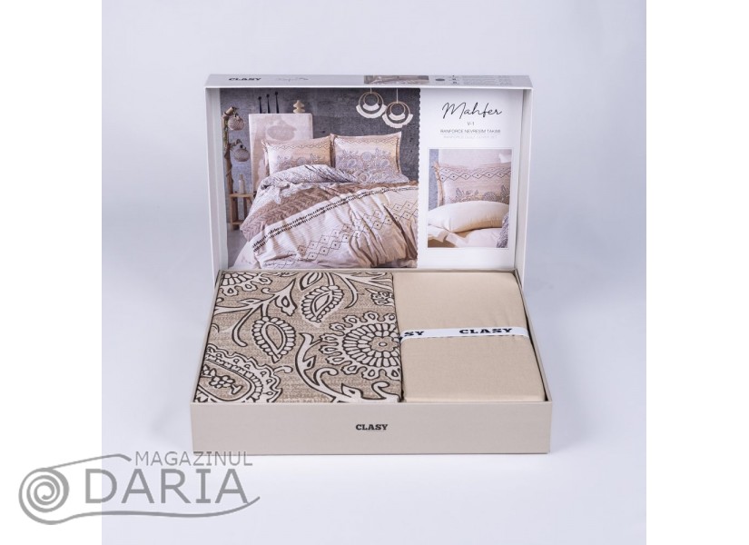 Lenjerie de pat ranforce Mahfer beige