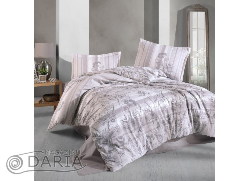 Lenjerie de pat ranforce Simle grey