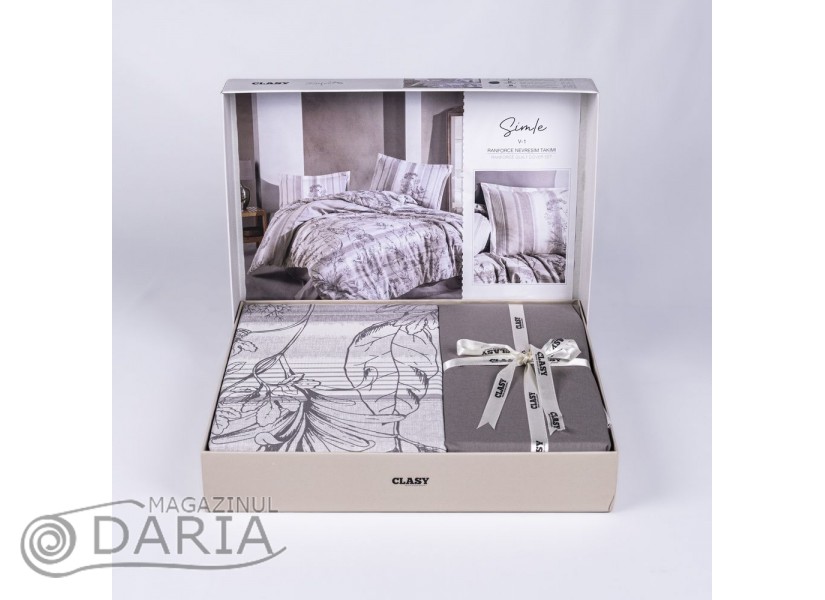 Lenjerie de pat ranforce Simle grey