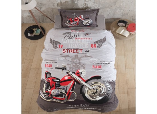 Lenjerie de pat ranforce Street king grey