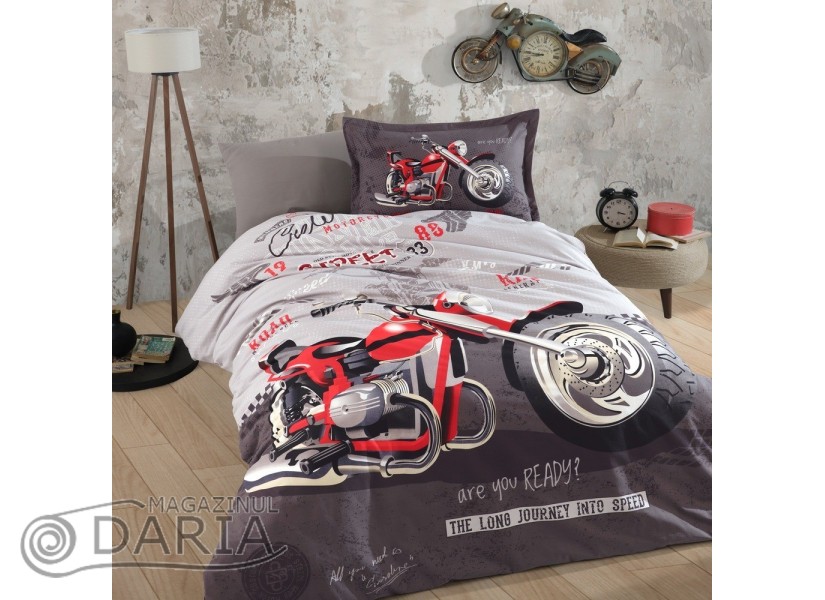 Lenjerie de pat ranforce Street king grey