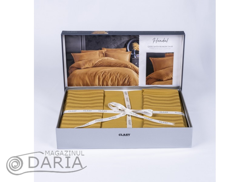 Lenjerie de pat Satin Stripe mustard/hardal