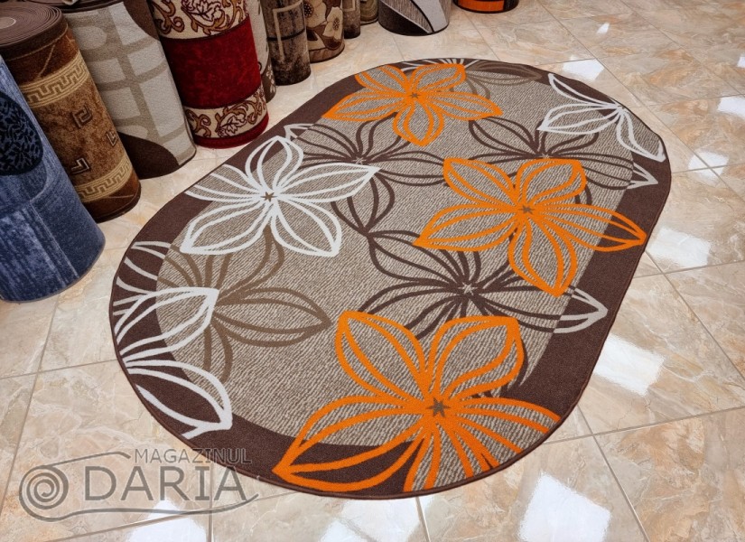 Covor tip mochetă ERIKA 8013 beige/orange oval