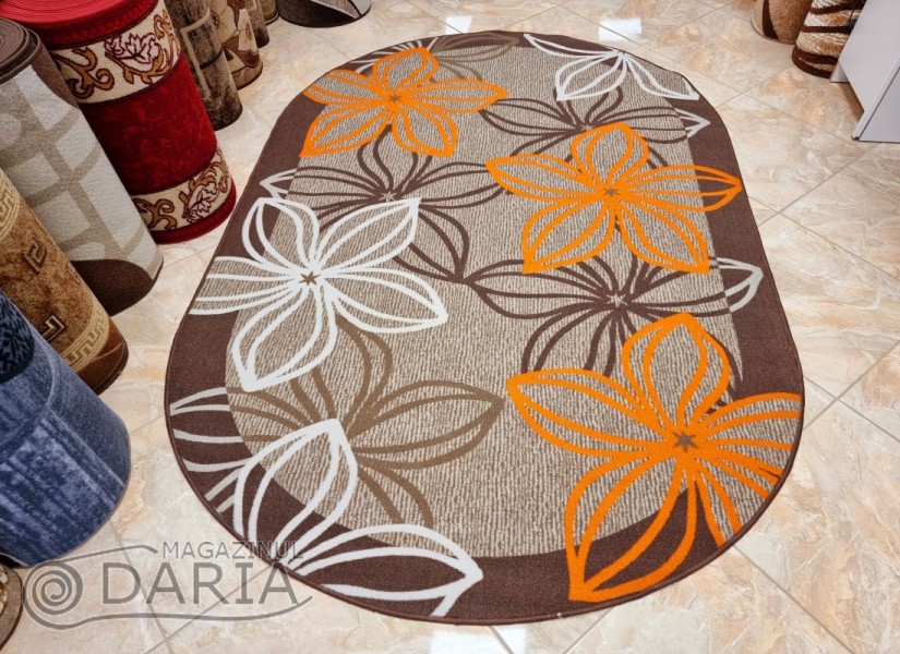 Covor tip mochetă ERIKA 8013 beige/orange oval
