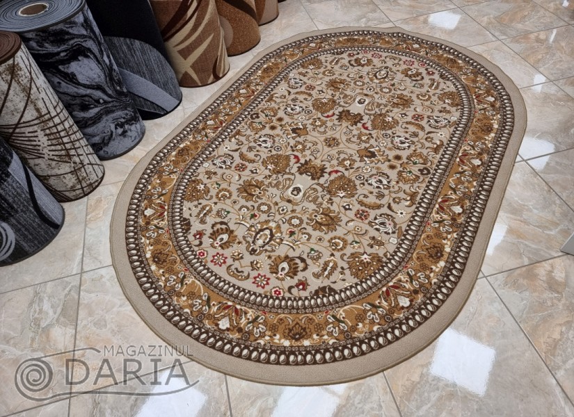 Covor tip mochetă ERIKA 8031 beige oval