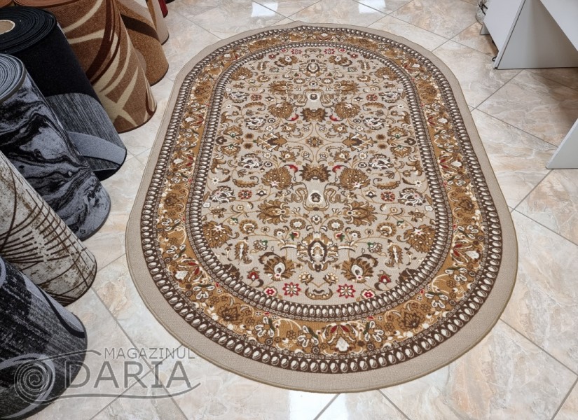 Covor tip mochetă ERIKA 8031 beige oval