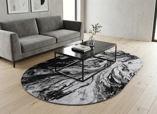 Covor tip mochetă ERIKA 8033 grey oval