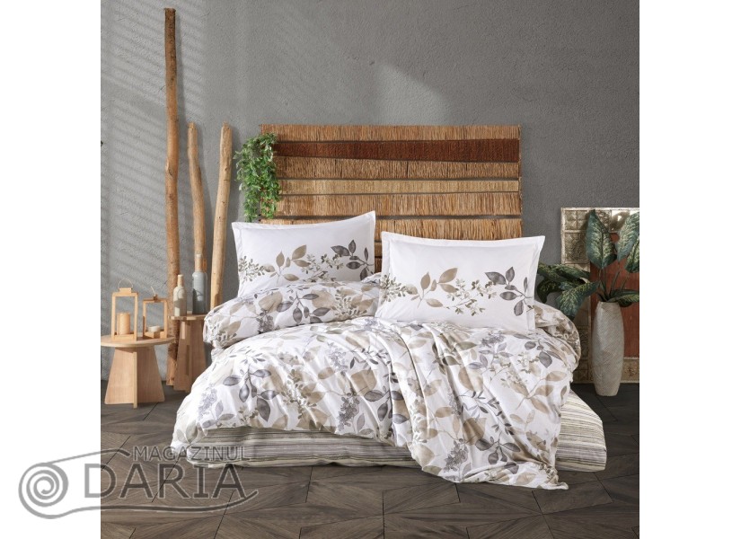 Lenjerie de pat ranforce Azura beige