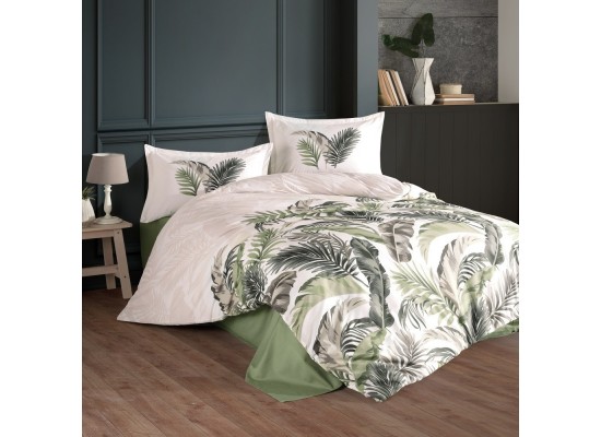 Lenjerie de pat ranforce Hena green