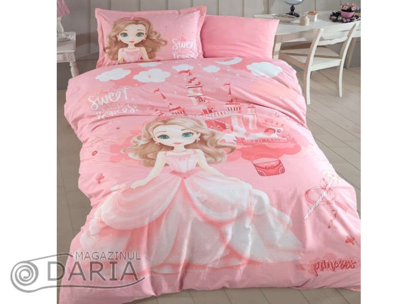 Lenjerie de pat ranforce Sweet princess powder 