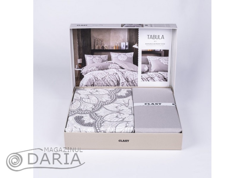 Lenjerie de pat ranforce Tabula grey