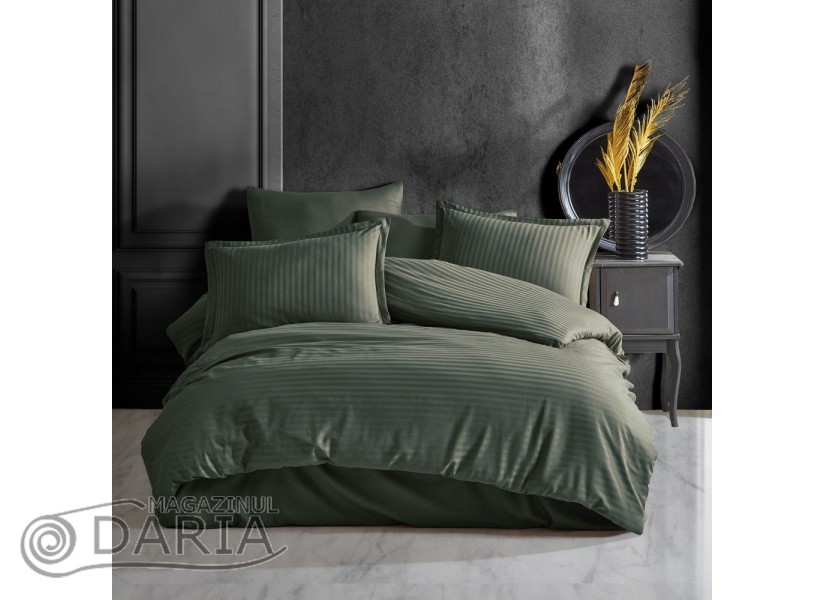 Lenjerie de pat Satin Stripe green/haki