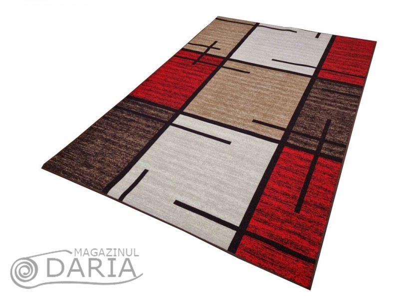 Covor tip mochetă ERIKA 8010 beige/red