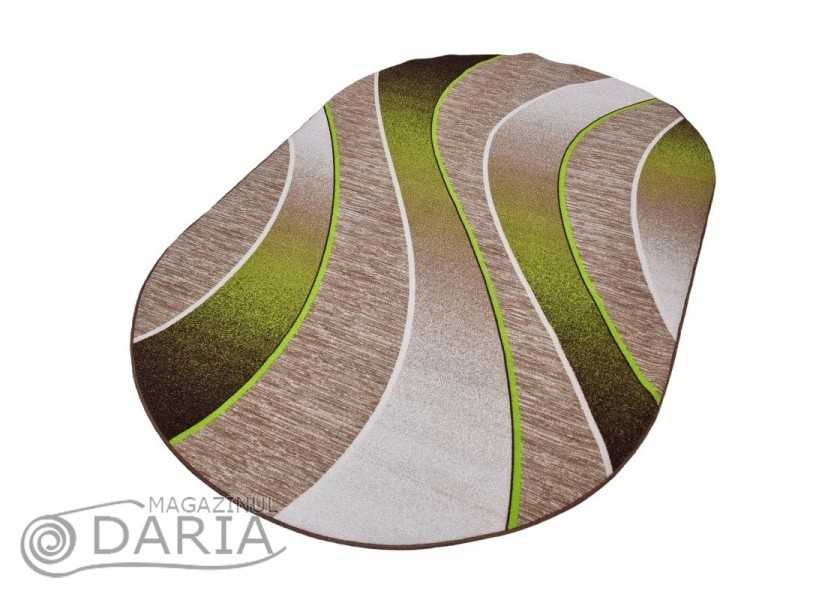 Covor tip mochetă ERIKA 8012 beige/green oval